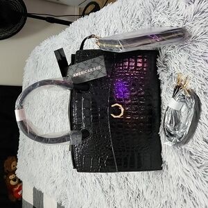 American bee vegan leather crocodile shoulderbag